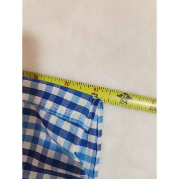 Izod Shirt Mens 20 Tall 35 36 Blue Check Long Sleeve Classic Preppy Business - Picture 6 of 10